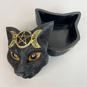 Pacific Giftware Triple Moon Black Cat‎ Trinket Box Pentagram Wiccan Decor